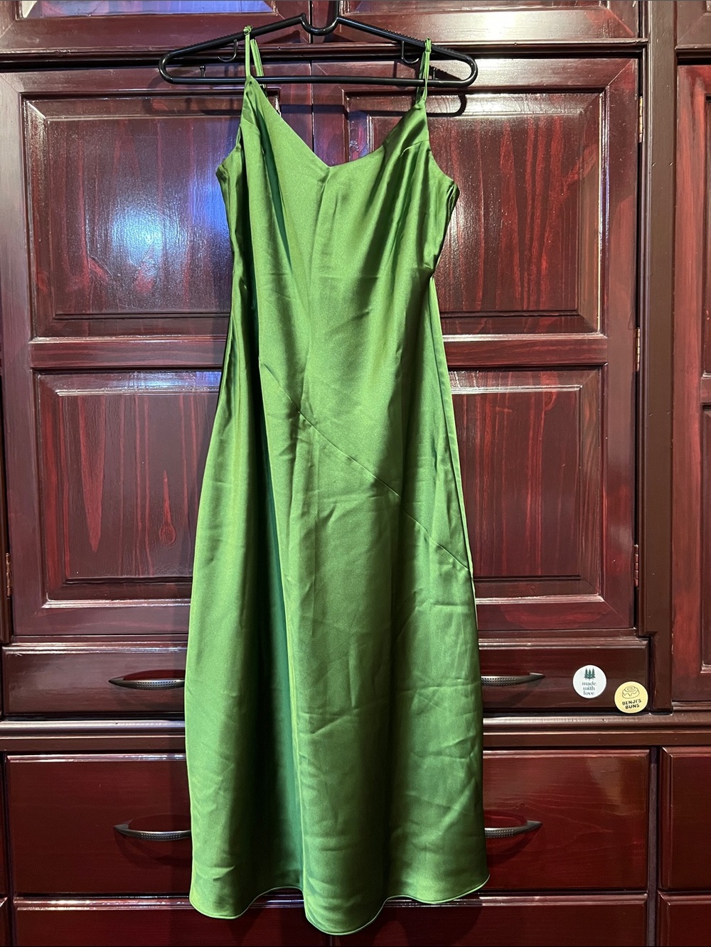 Oak + Fort Elegant Green Maxi Dress with Spaghetti Straps Size L NWT
